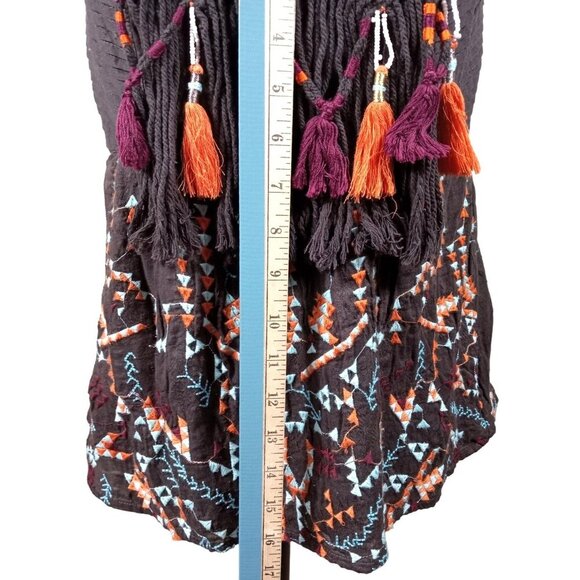 Anthropologie Akemi & Kim Brown Bohemian Raspberry/Orange/Sky Blue Pattern Tank - Picture 10 of 10